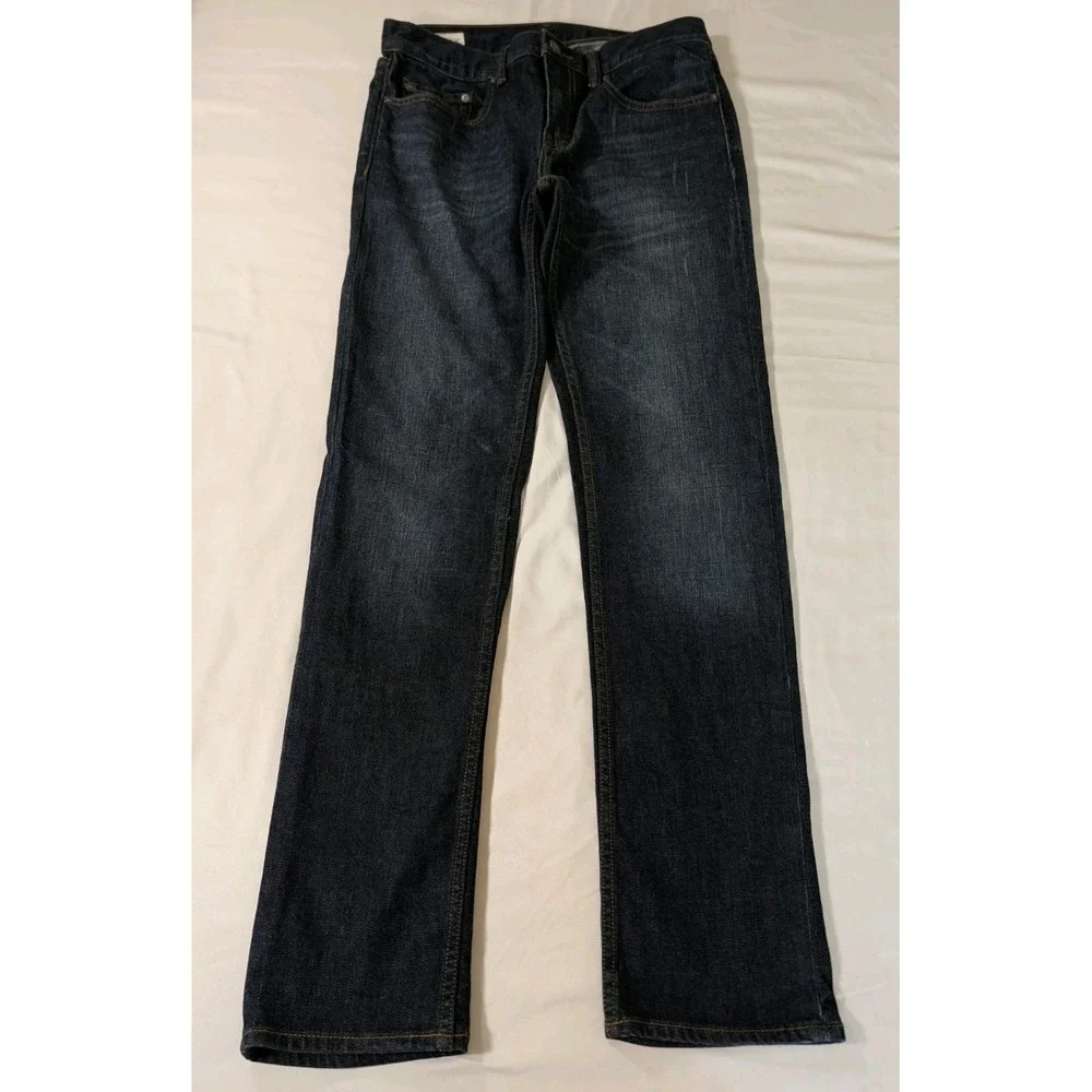 Banana Republic Men Slim Fit Jeans 30(32)x32 Dark Wash Stretch Denim 5-Pocket